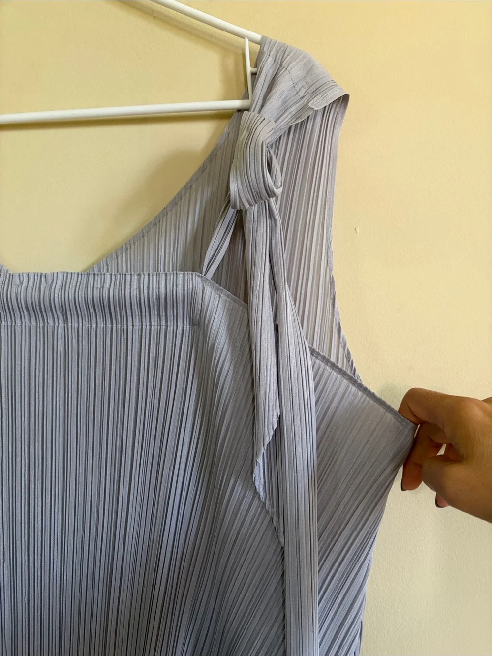 Issey Miyake Pleated Sleeveless Dress in Light Silver-Lavender
